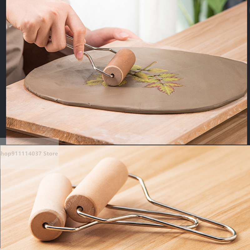 

Pottery Art Solid Wooden Pushing Clay Roller Polymer Clay Forming Tools Surface Trimming Rolling Roller Stick DIY Pottery Tools
