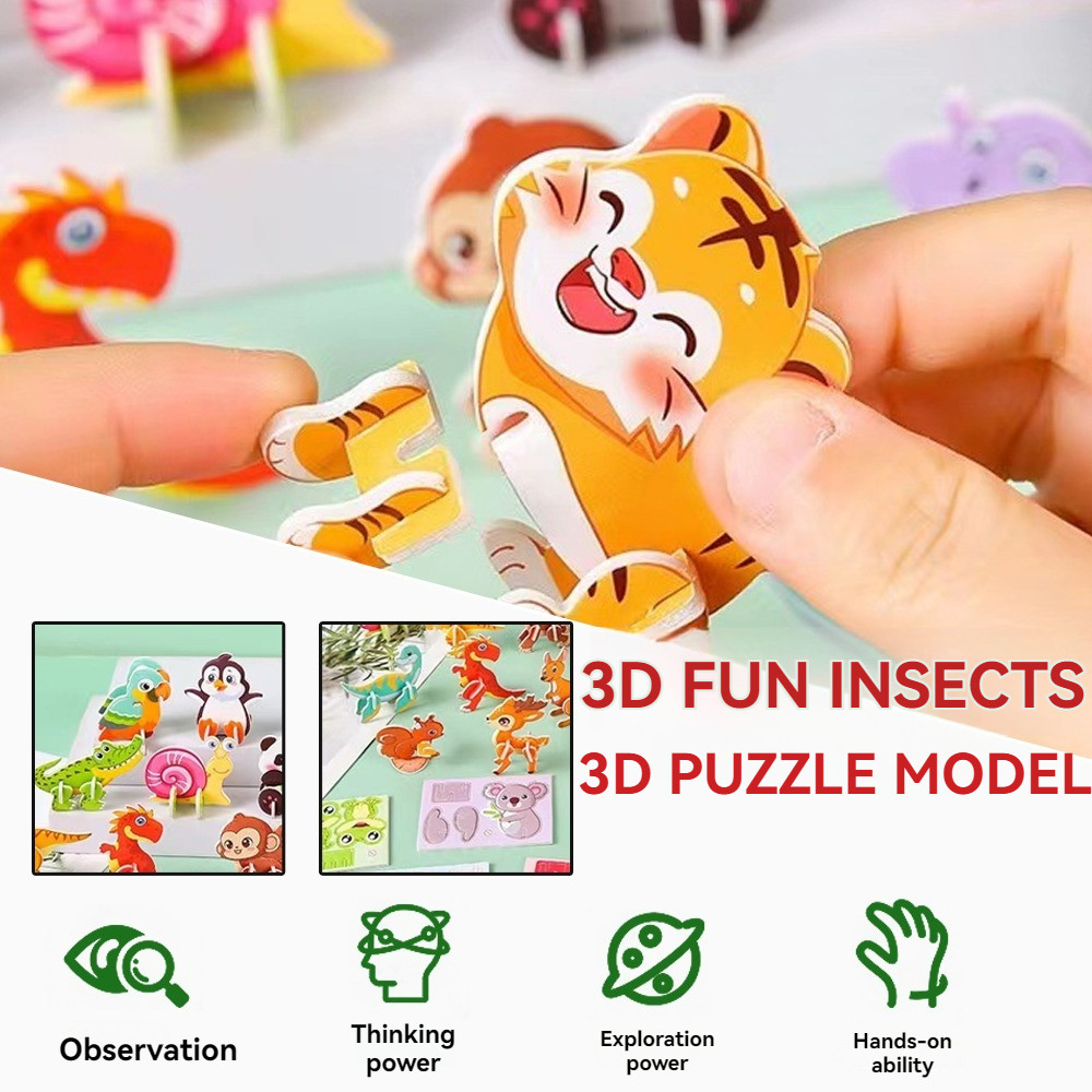 Serangga Pesawat 3D Lucu Dino Puzzle Pack Animal Satu Edukasi Hewan Isi 30Pcs Laut Motif