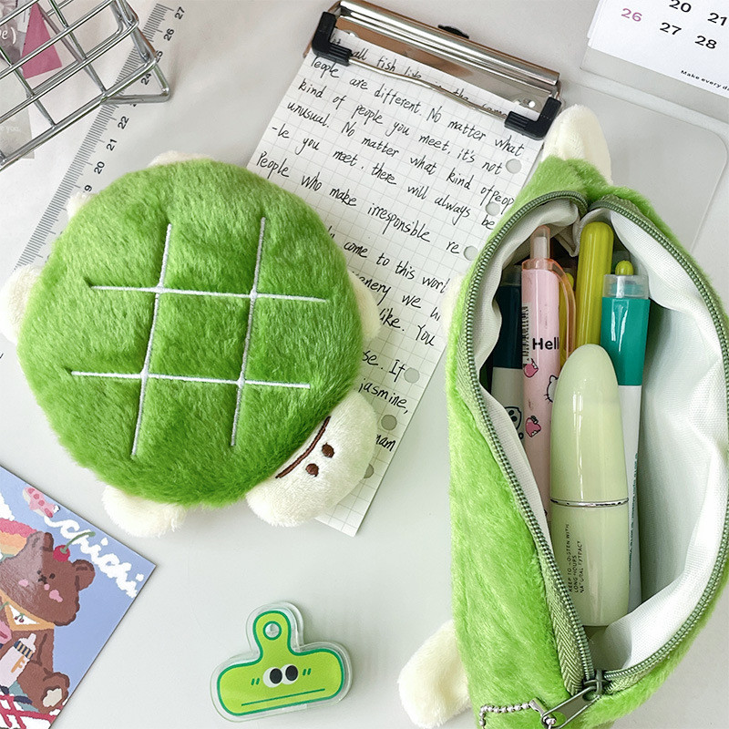

Cartoon Turtle Plush Pencil Case Cosmetic Bag Pen Pouch Coin Purse Lipstick Earphone Bag Stationery Storage Bag School Supplies