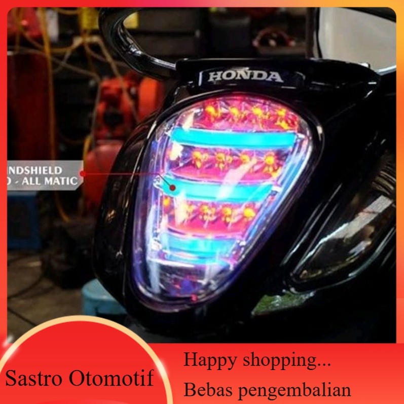 Lampu stop motor scoopy fi led JPA 2013 2014 2015 2016 Ring 14 Nyala MerahBiru