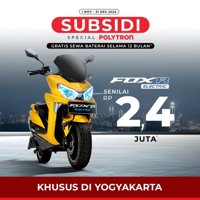 POLYTRON Fox R Electric Sepeda Motor Listrik - OTR Yogyakarta - Klaten - Solo - Purwokerto - Yellow