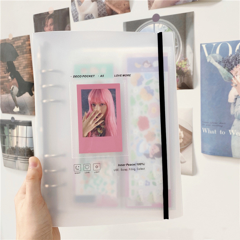 

A5 Kpop Photocard Holder Binding Photo Cards Holder in Polaroid Album Book 3 Inches Heart Photo Card School Stationery Binder