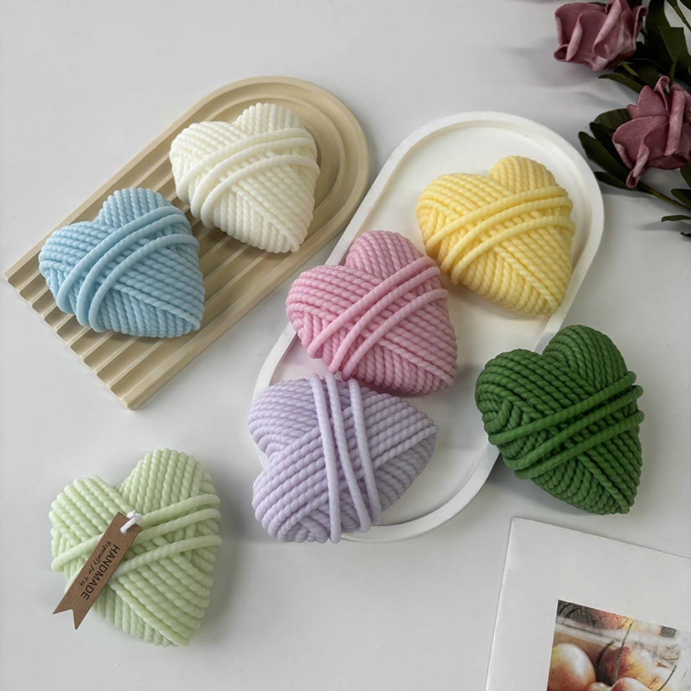 

Yarn Ball Weave Love Shape Handmade Soap Mould Romantic Heart Relief Lines Silicone Candle Resin Mold Propose Wedding Cake Decor