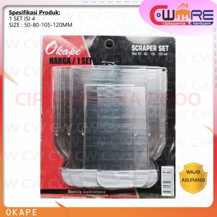 OKAPE Kape Scraper Set Skrap STAINLESS STEEL Perata Lem Dempul Kompon - Germany CWK