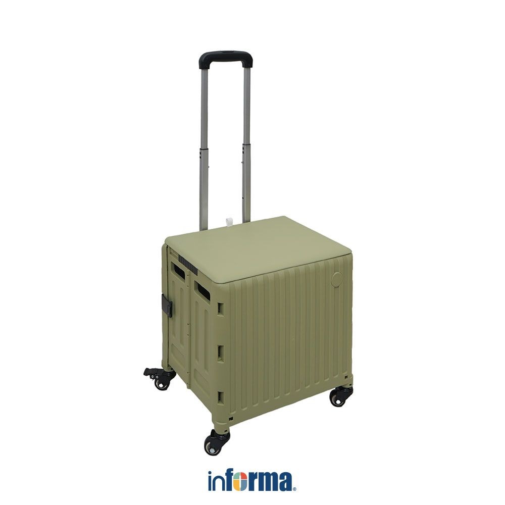 Informa 30 ltr Fernan Troli Lipat - Hijau Trolley Roda Foldable Trolley Keranjang Belanja Kotak Doro