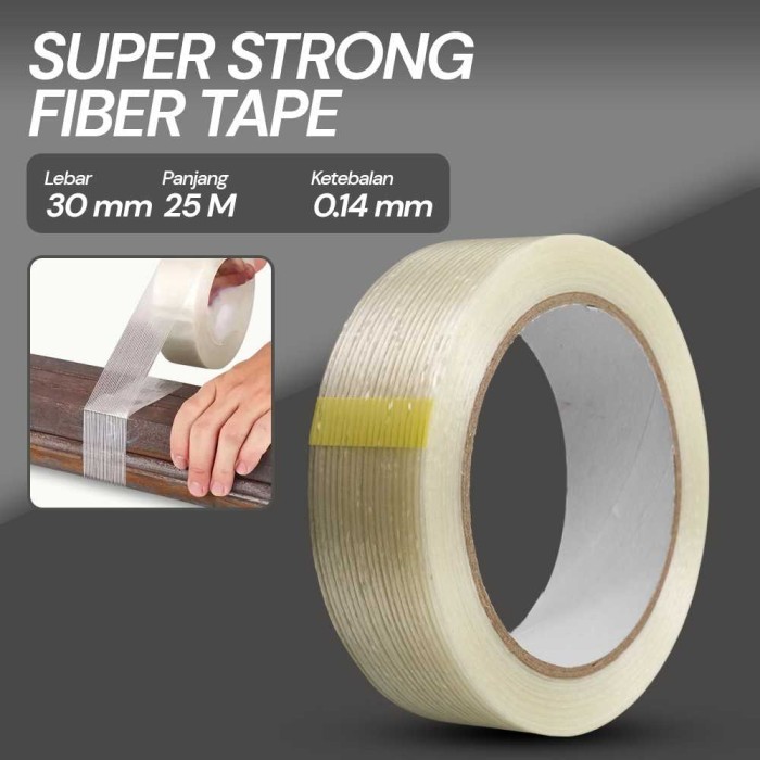 

SPCR Lakban Super Strong Fiber Tape Isolasi Bening 25M GF25M