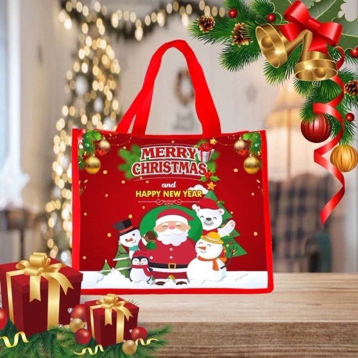 

Goody bag natal/tas bingkisan natal/kantong snacks/tas christmas - Merah landscape