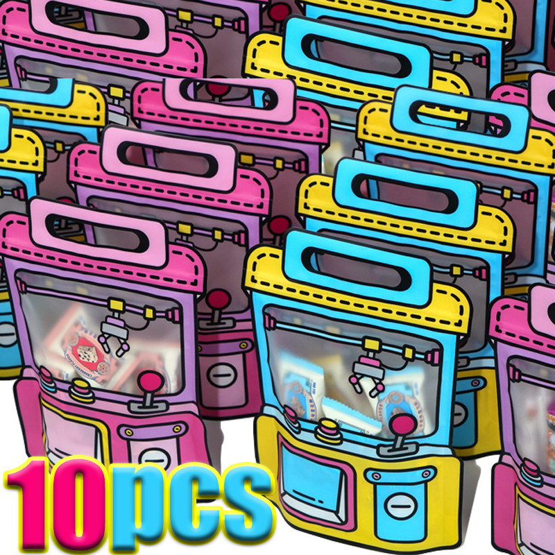 

Cute Cartoon Sealed Bags Doll Machine Cats Candy Snack Plastic Packaging Self-lock Zipper Birthday Festival Party Kids Gift Bag