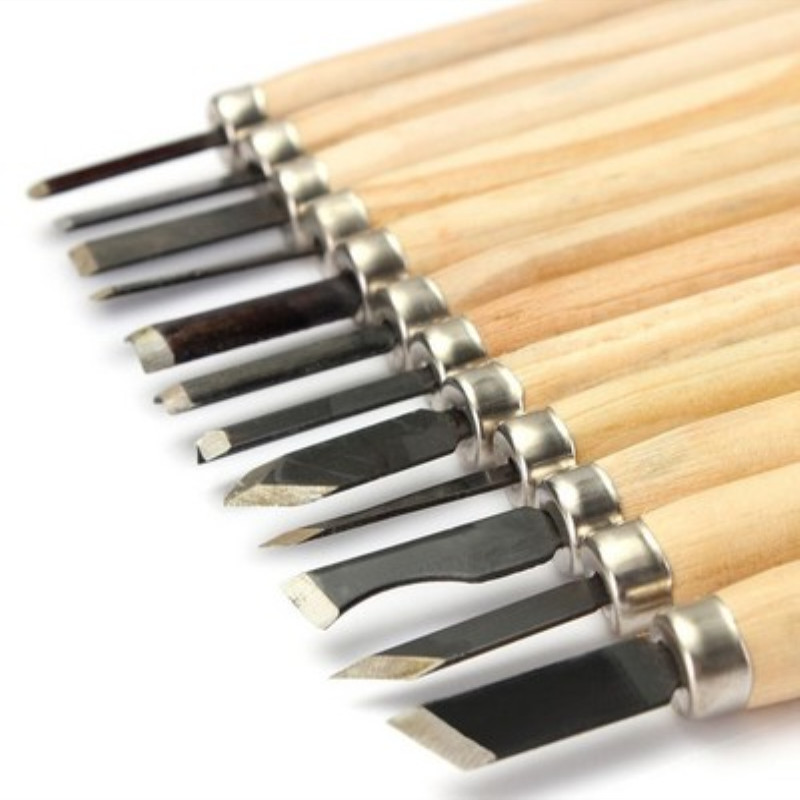 

12pcs Professional Wood Carving Chisel Knife Hand Tool Set For Basic Detailed Carving Woodworkers Gouges