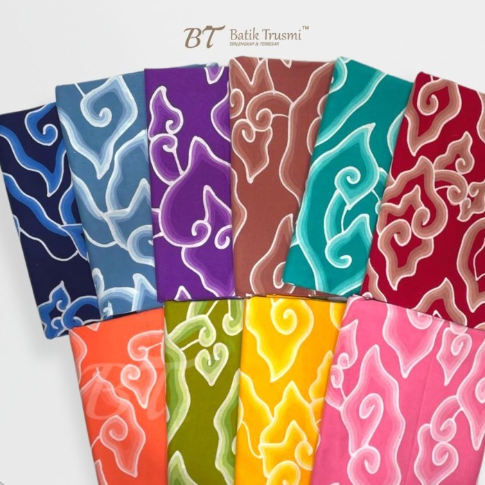 Bahan Kain Panjang Batik Tulis Mega Mendung - Merah Maroon