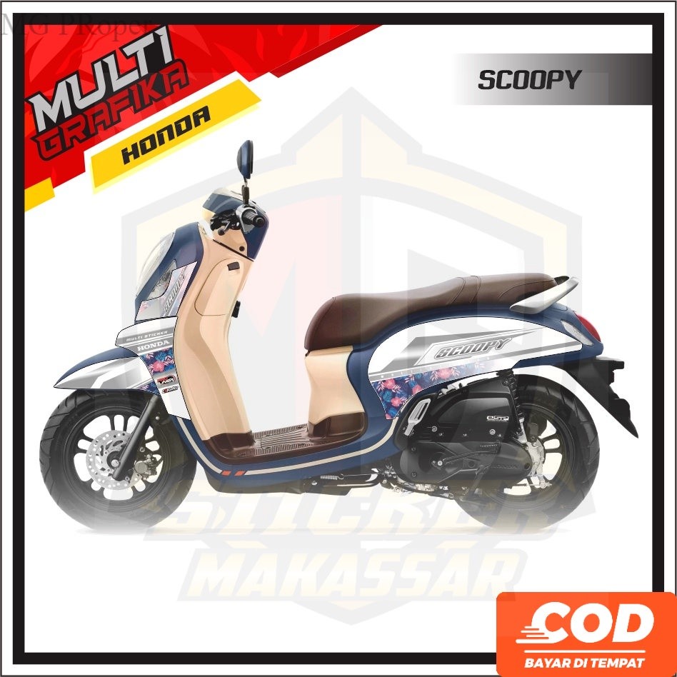 Stiker Decal striping Bodi Kap HONDA SCOOPY 2021 Semi Full ( Scoopy terbaru )Custom Premium Motif