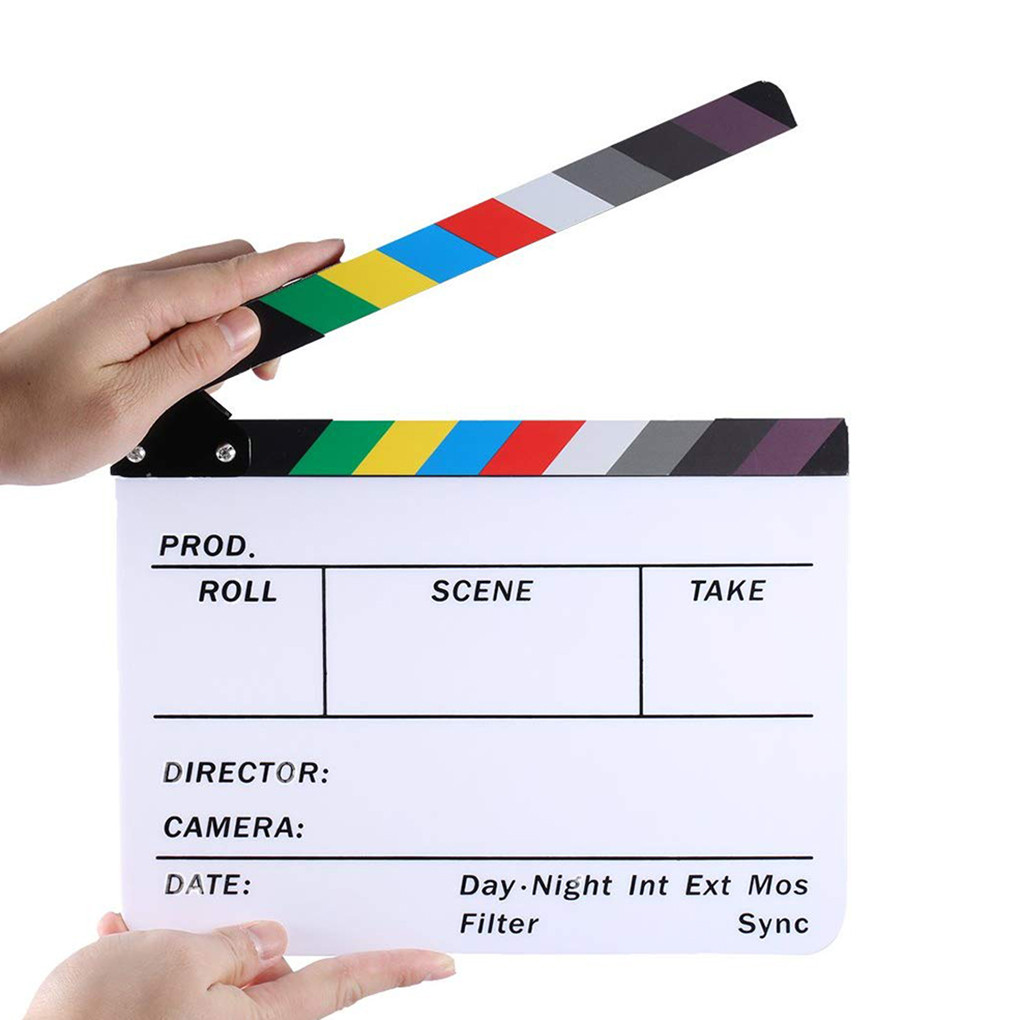 Director Film Clapboard Action Scene Clapper Board Wooden Movie Acrylic Film Clap Slate Colorful Cap