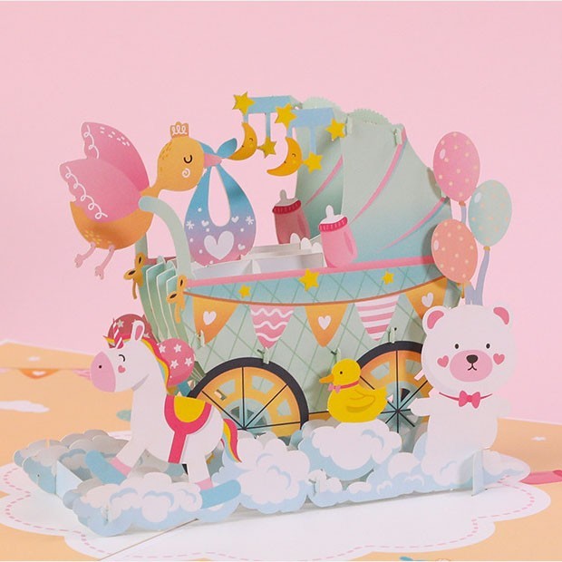 

New Collection Kartu Pop Up 3D Baby Shower Selamat Bayi Baru Lahir
