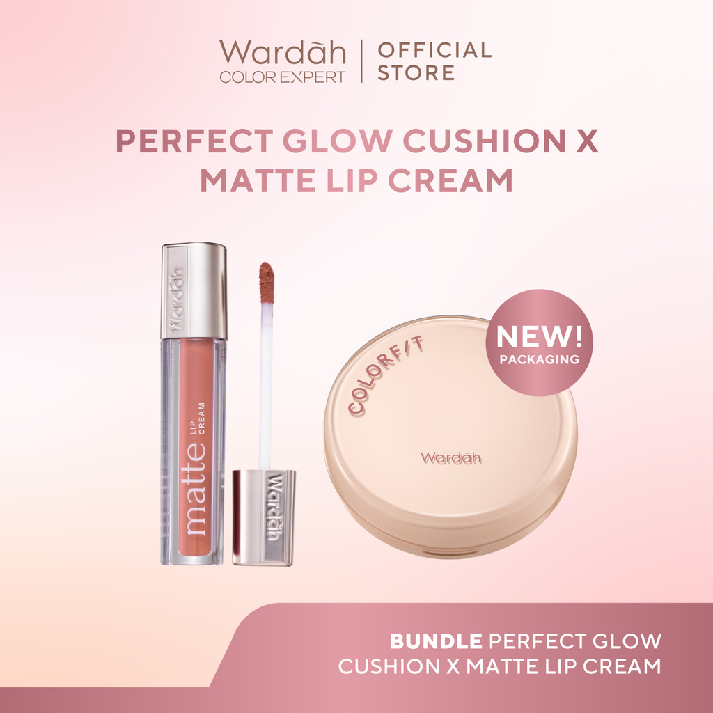 [BUNDLE] WARDAH Paket Simple Make Up Set - Perfect Glow Cushion x Matte Lip Cream - Makeup