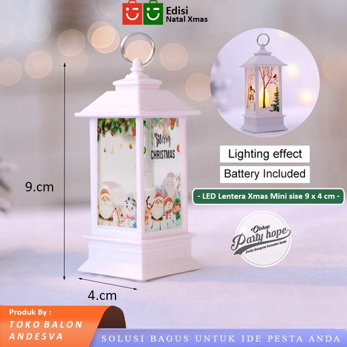 

lentera lilin natal mini / Lampu Lentera Lilin Led Natal / Hiasan Natal Souvenir Christmas lentera 9 cm / hampers natal kado / aksesoris hiasan natal - Mini-Putih