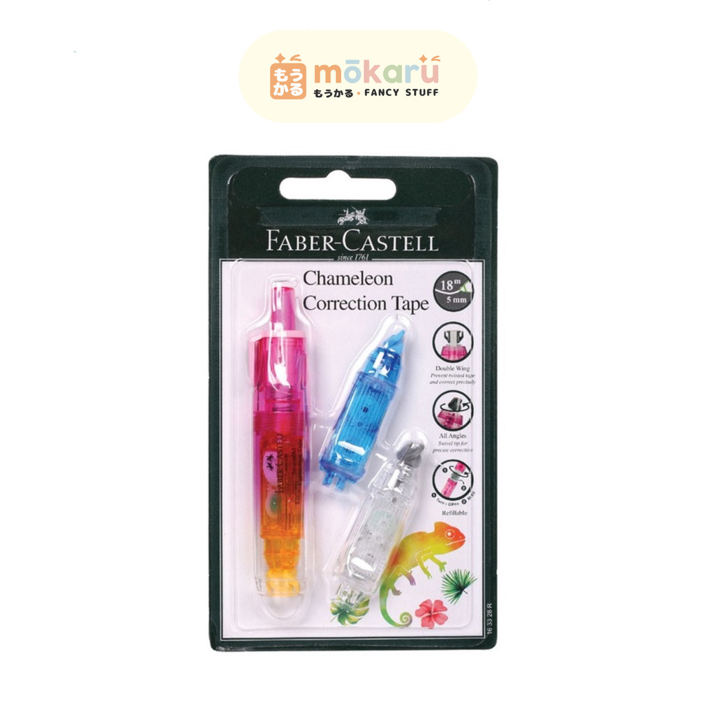

Faber Castell Chameleon Correction Tape + 2 Refill Bar "PINK" /Tip-Ex Pita Kertas Murah Berkualitas