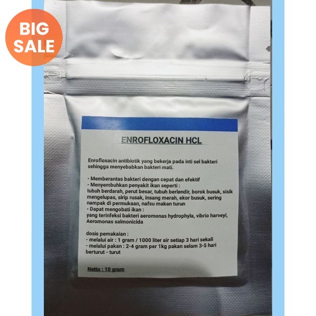 Enrofloxacin hcl 10 gram / antibiotik ikan / enro / enrofloxacin / obat ikan / inroflox / inroflok