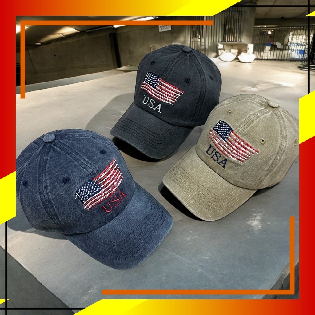 COOLTUF - Baseball Cap Pria Cotton Wash Premium  Topi Casual Cowok Bordir USA