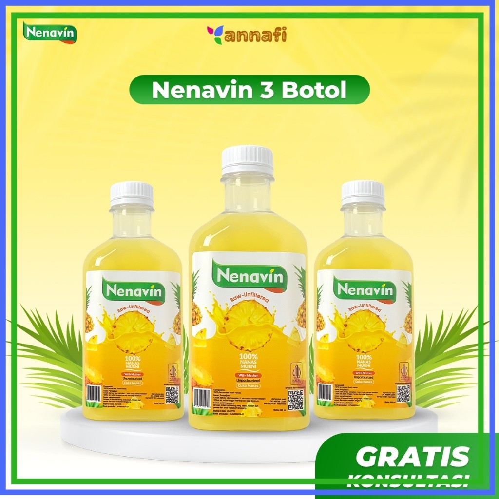 

Nenavin Minuman Kesehatan Cuka Nanas Organik - Original 100% Asli - Paket 3 Botol - 300ml