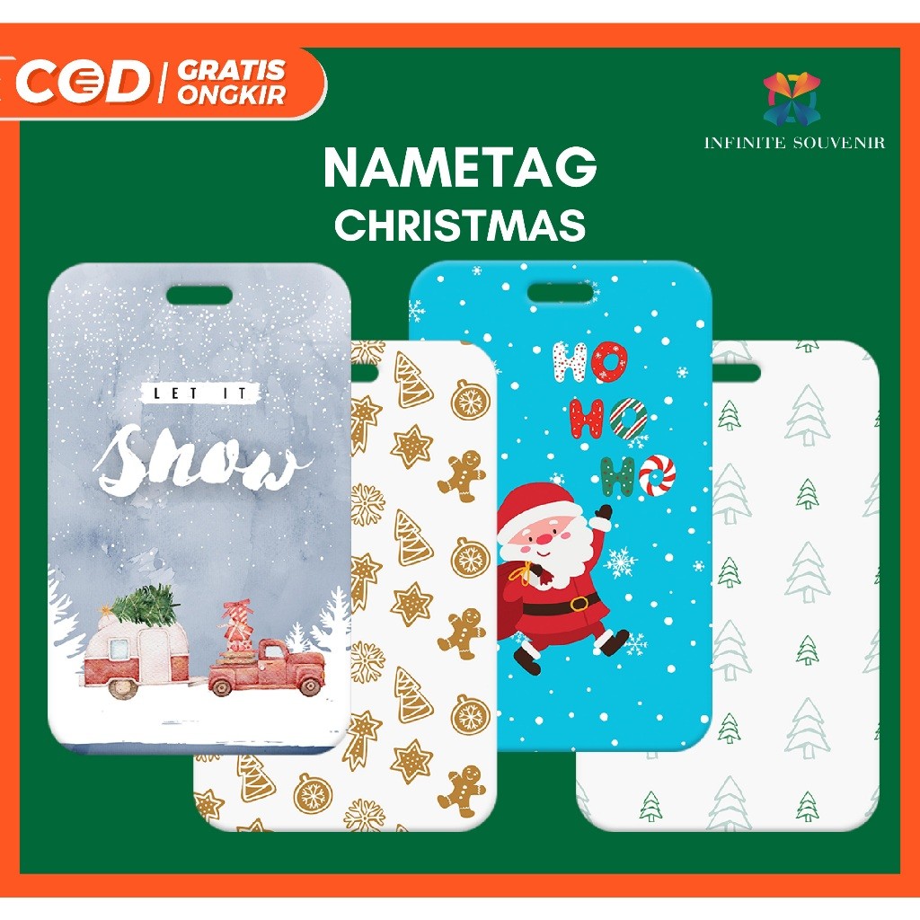 

(N009) Nametag Christmas Tanpa Tali / Card Holder Merry Christmas / ID Card Motif Hari Natal / Tempat Kartu