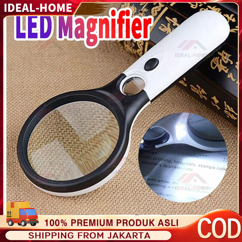 

2in1 Magnifier Kaca Pembesar Dengan Lampu 3 LED Untuk Membaca Magnifying Glass Lurus Plus Lampu LED