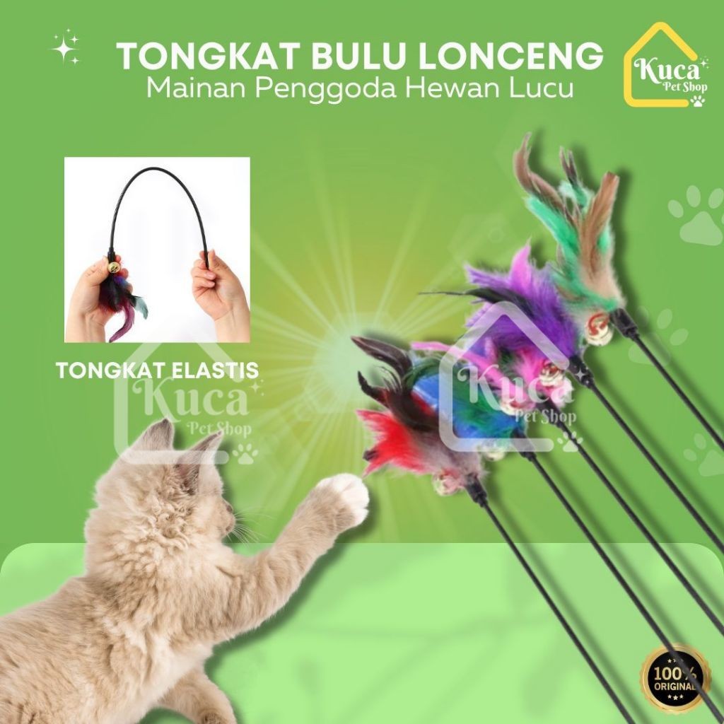 Tongkat Bulu Mainan Kucing Warna Stick Cat Toys Mainan Hewan Interaktif Tongkat bulu Kucing Anjing