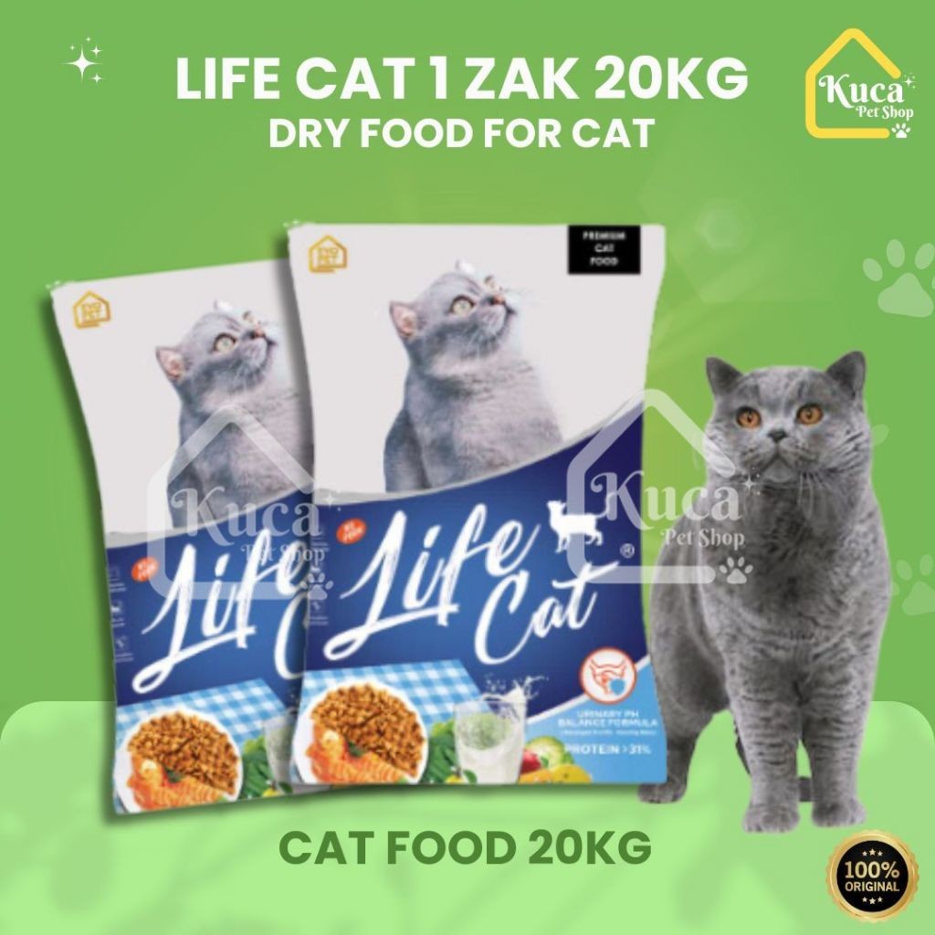 Life Cat 20kg Cat Dry Food Lifecat Zak 20 kg Makanan Kucing Life Cat Kering Live Cat