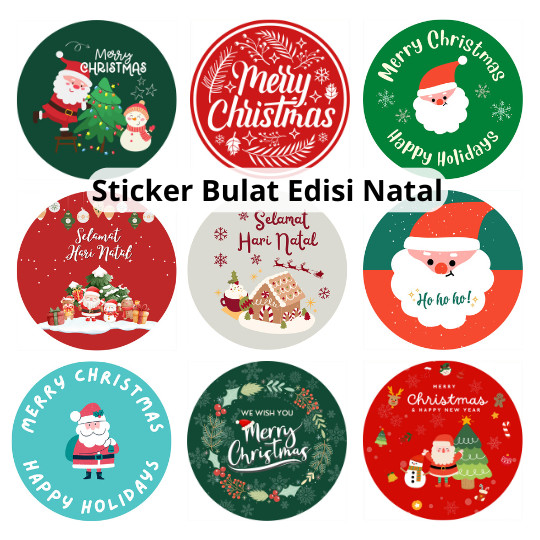 

Stiker Natal - Sticker untuk Hampers Gift Kado - Merry Christmas Santa Stiker Toples