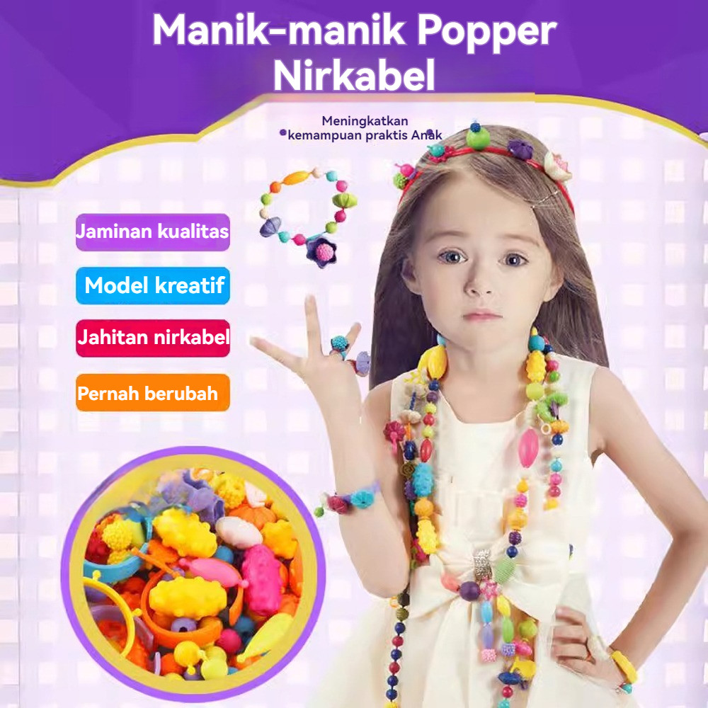 Kalung Kotak Anak Manik Beaded Meronce Perempuan Mainan Kreatifitas Set Gelang