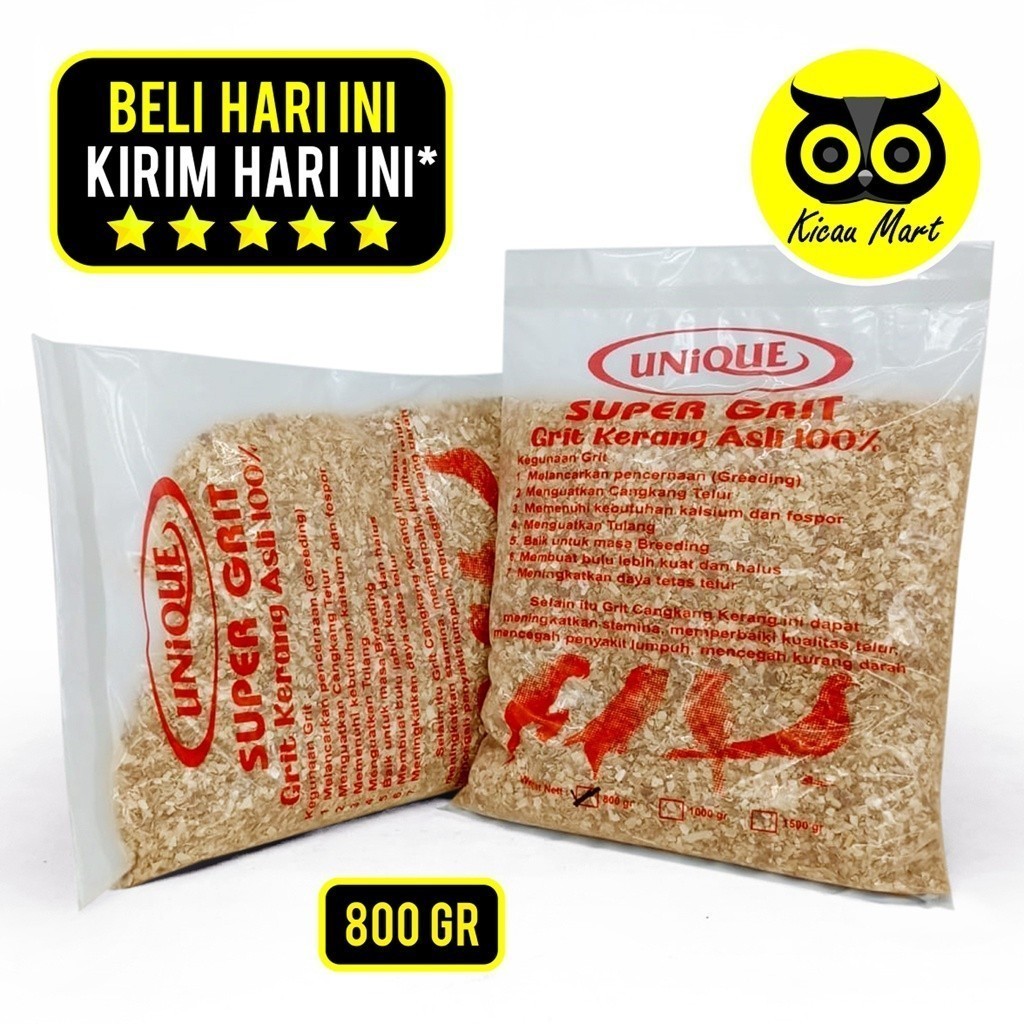 KICAU MART SUPER GRIT UNIQUE 800 GRAM KERANG LAUT CANGKANG ASINAN PAKAN MAKANAN BURUNG MERPATI LOVEB