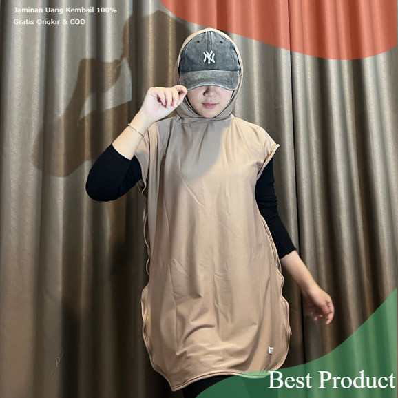 HIJAB ROMPI SPORTY Hoodie Syar'i / Jilbab Senam Sporty / Jilbab Instan / Baju Atasan Olahraga Wanita