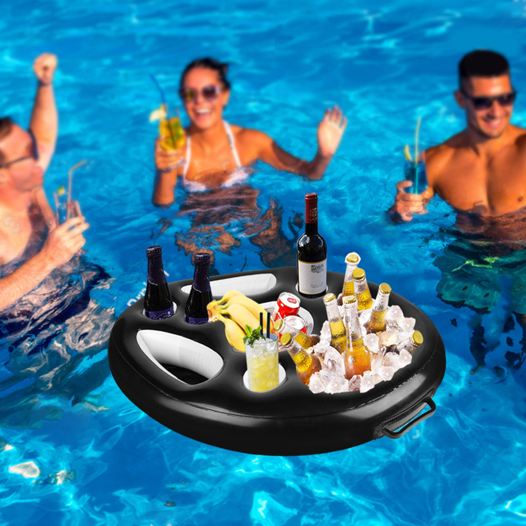 Pool Party Snacks & Beverage Holder Tray Portable Pool Parties Floating Lounge