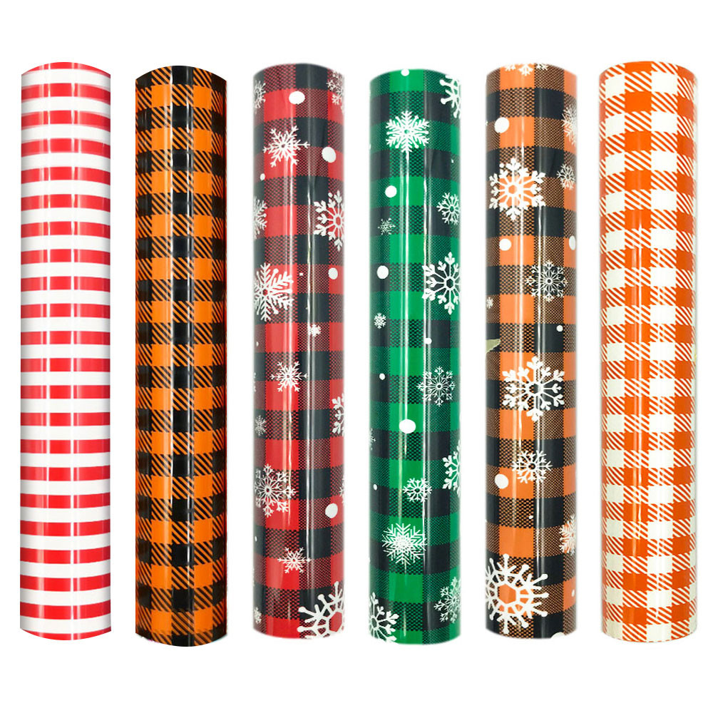 

Snowflake Plaid Pattern Heat Transfer Vinyl Film Iron on Tshirt Making Sign for Christmas Clothes Fabric Supplies DIY for Cut