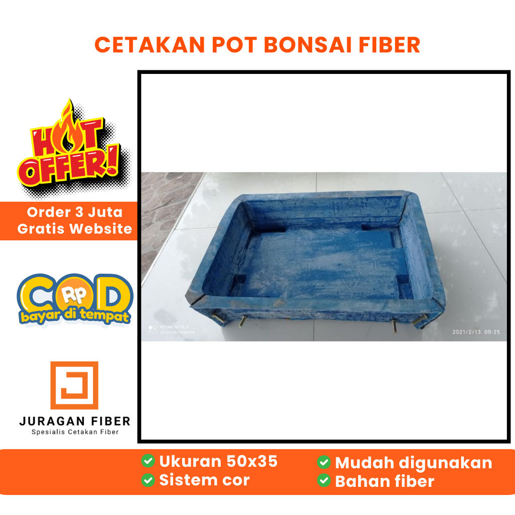 cetakan pot bonsai fiber ceper | cetakan pot bonsai 50x35