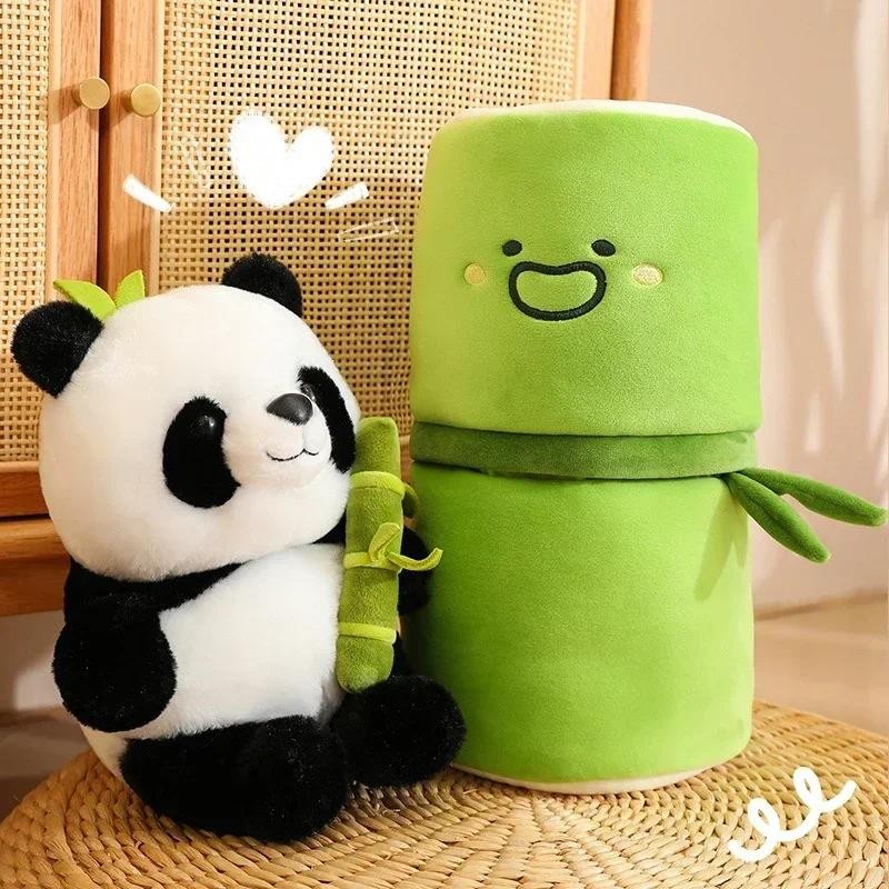 

Bamboo Panda Toys Doll Cushion Animals Pillows Home Decor Soft Cushions Cute Tube Pillow Pandas Gifts for Kids Birthday