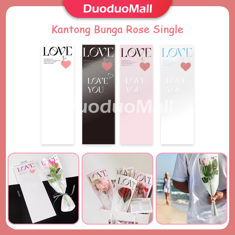 

[20 lembar] Plastik Single Flower Opp "Love" / Kantong Bunga