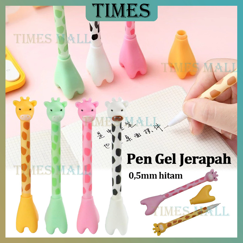 

Pulpen Gel 0.5mm / Gel Pen Jerapah / Pena Tinta Hitam Karakter Hewan Lucu
