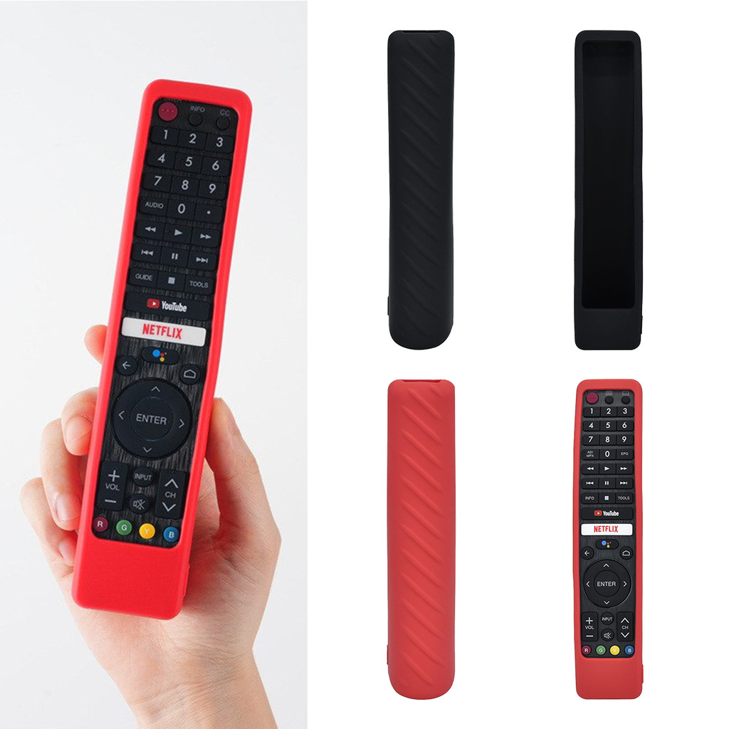 Pelindung remote tv warna hitam/merah sarung silikon remote tv  untuk Sharp GB WJSA Menebal dan anti