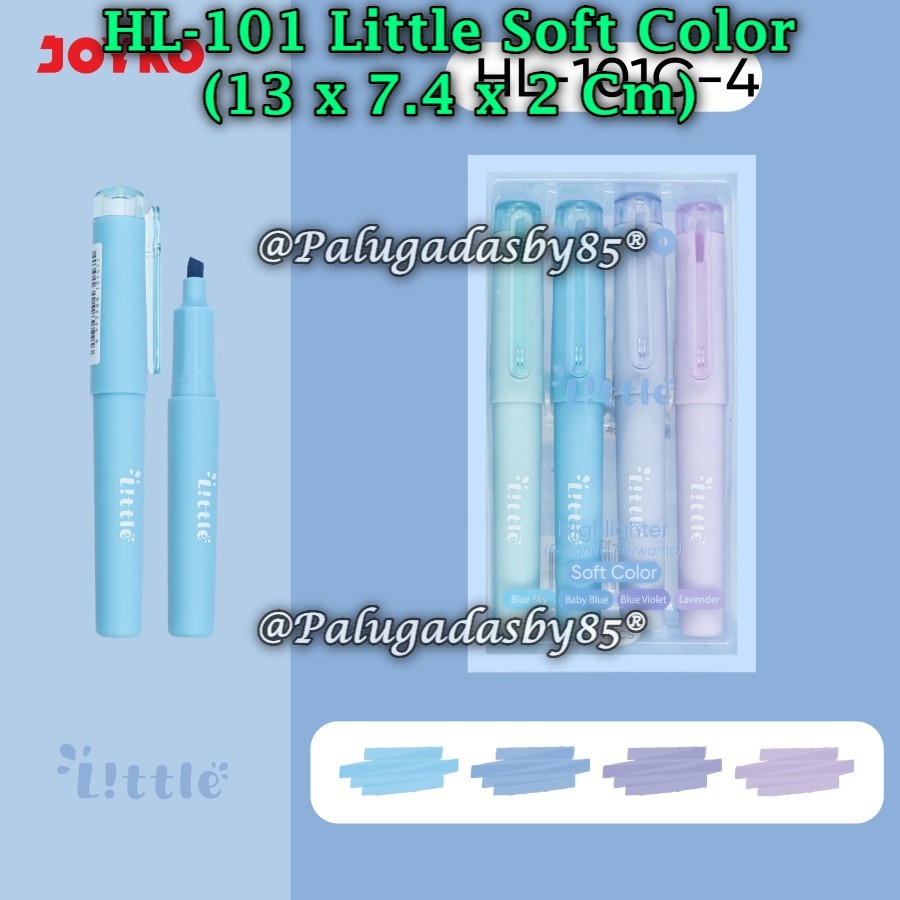 

(1 Set/4 Pcs) GROSIR Highlighter Set JOYKO HL-101C-4 / Highlighter Joyko HL-101 Soft Color Little