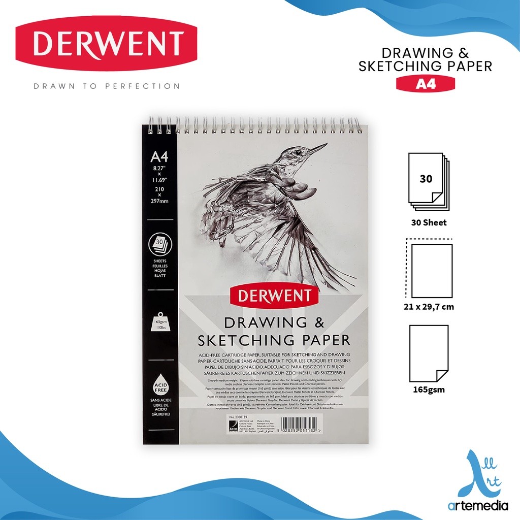 

Gramedia Surabaya - Derwent A4 Sketch Pad Wire Bound Drawing Sketching Paper
