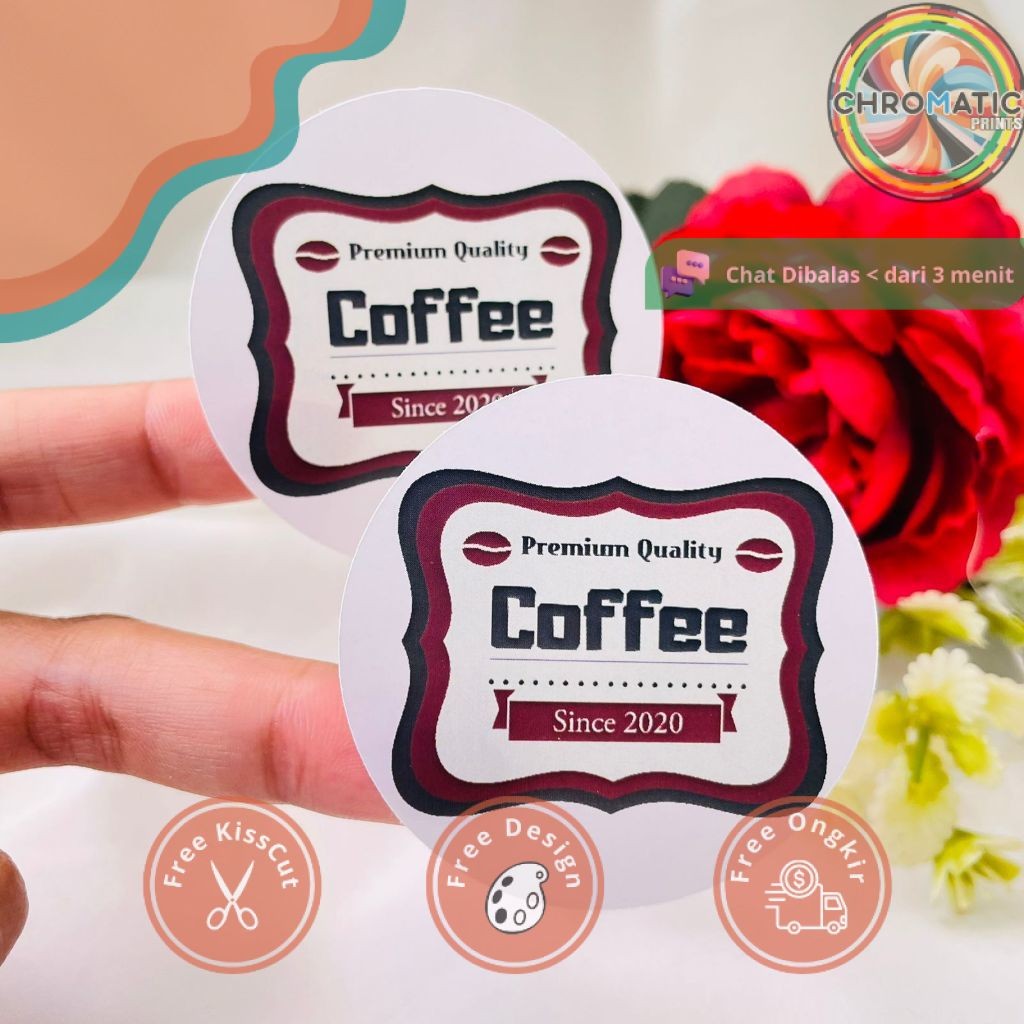 

chromatic 2-4 Sticker Label Bulat Tema Kopi Stiker Minuman Coffe Free Desain Custom Logo Coffee