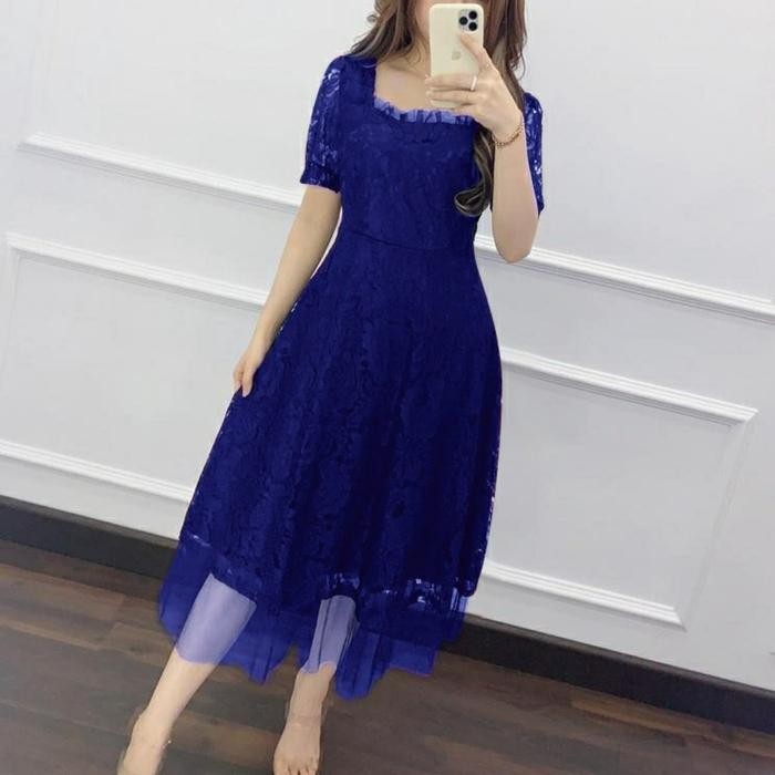 NEW -BISA COD - ILARIA DRESS BRUKAT TILE / DRESS PESTA DEWASA / DRESS ILARIA BROKAT / BAJU PESTA WAN