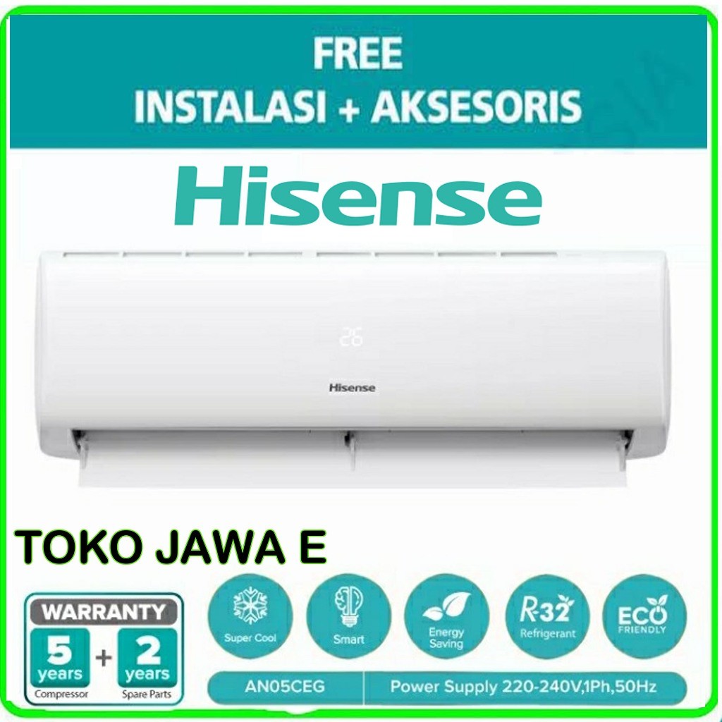 AC HISENSE 1/2 PK AN05CEG + PASANG Fast Cooling Self Cleaning