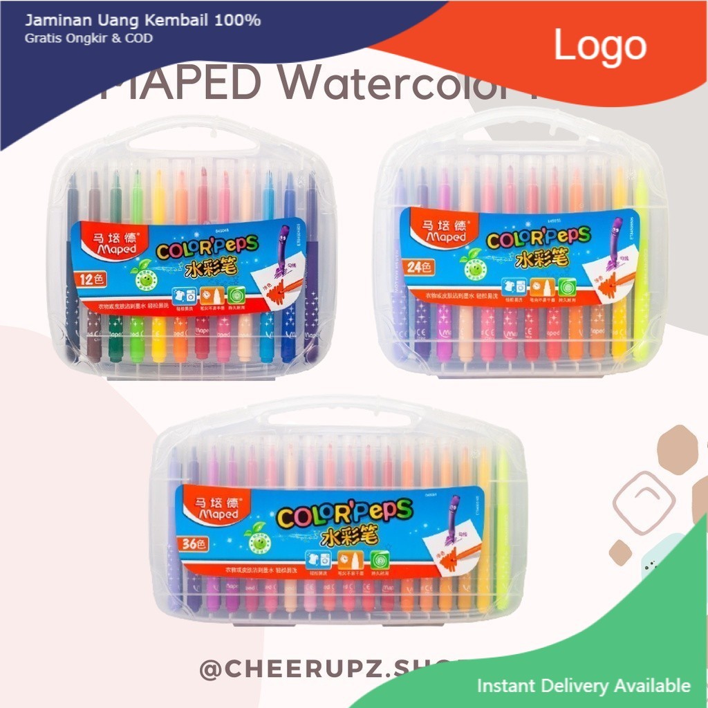 

[AllAreNew] MAPED Watercolor Pen Washable / Pensil Warna Cair / Spidol Warna ORI MAMAPAO
