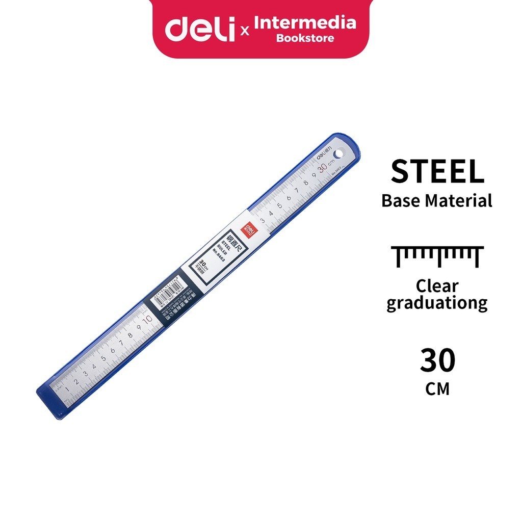 

Deli 8463 Drafting Ruller / Penggaris Besi Steel Metal Stainless 30 cm