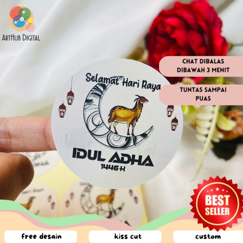 

AHD 5-8 Sticker Selamat Hari Raya Idul Adha Sticker Lebaran Haji Toples Cookies Free Desain Custom