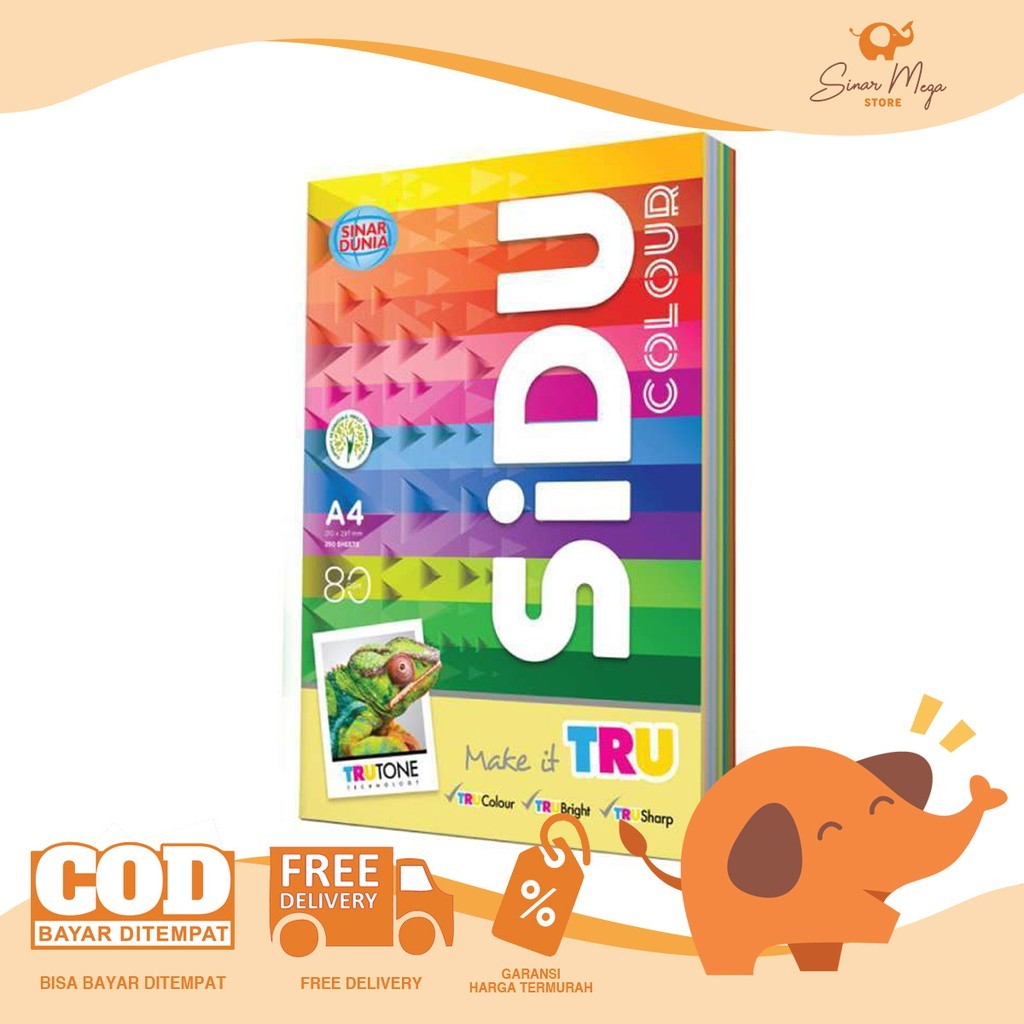 

SIDU Sinar Dunia HVS A4 80gr/gram RAINBOW Colour / Kertas HVS Print Fotocopy Warna Warni Berkualitas