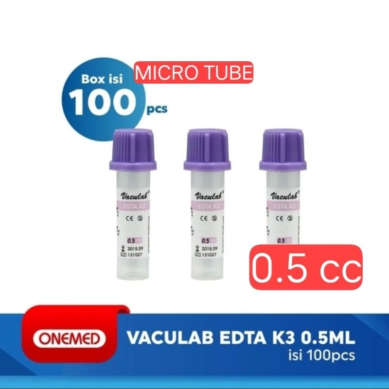 Tabung Vaculab edta k3 micro tube  0.5 ml 0.5cc PP 1