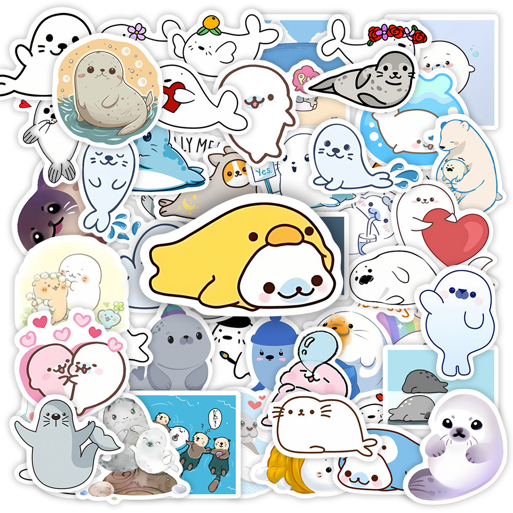 

Kawaii Cute Cartoon Seals Stickers DIY Toy Gift Decorative Graffiti Decal for Phone Luggage Laptop Bottles Scrapbook Waterproof