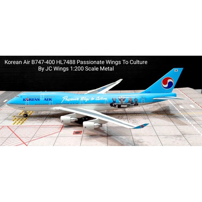 Miniatur Pesawat Terbang Korean Air B747-400 HL7488 Passionate Wings To Culture  JC Wings 1:200  Met